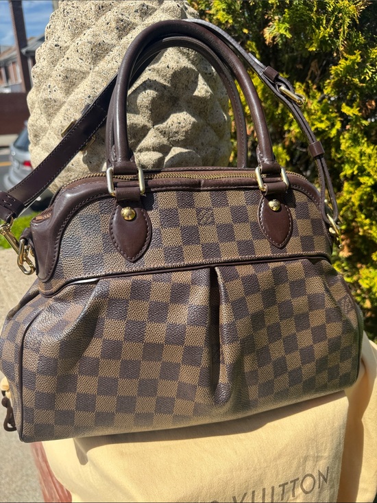Louis Vuitton Handbags - Louis Vuitton Travis PM Damier Ebene Satchel with Gold Hardware